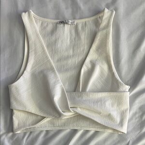 Zara Cream Sleeveless Crop Top